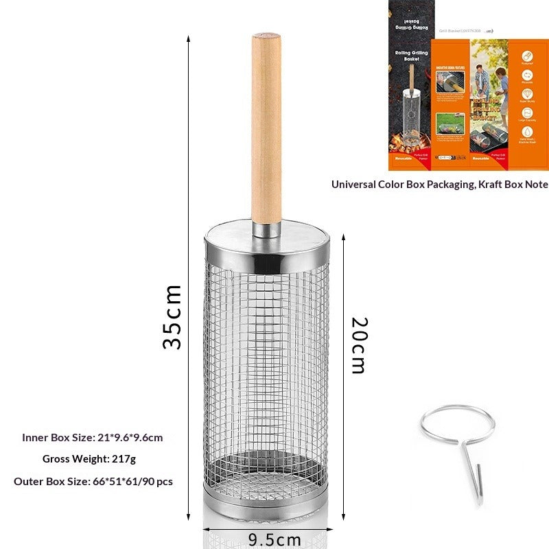 Rotating BBQ Grill Basket — Grill Vegetables, Shrimp & More Without Losing a Single Piece
