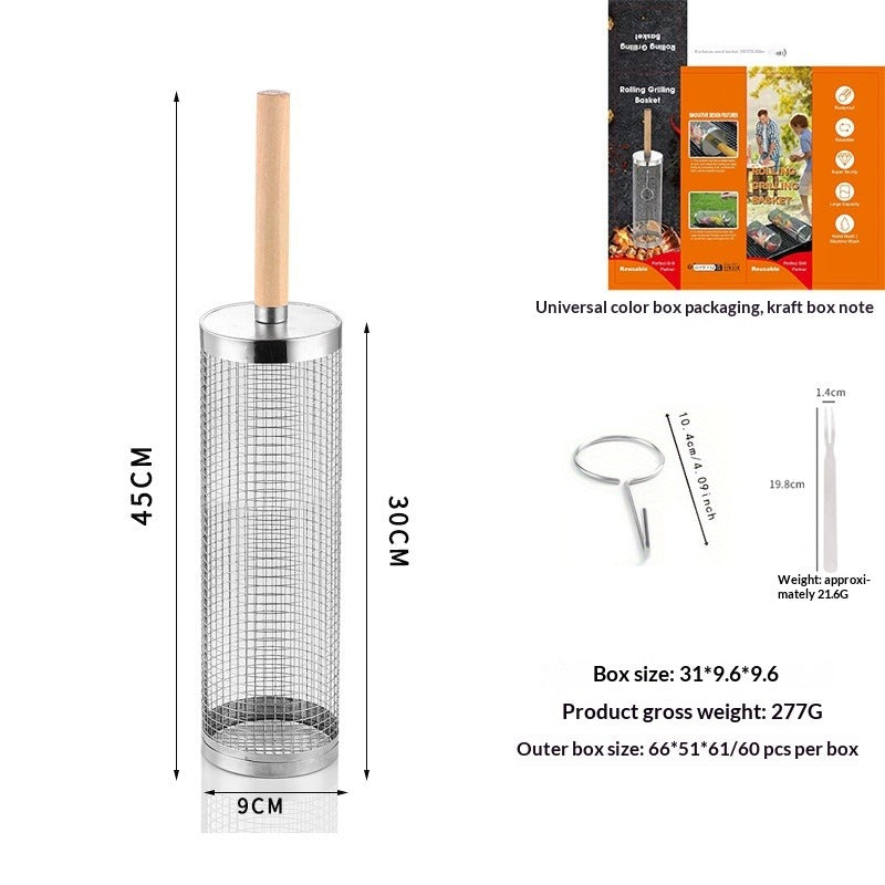 Rotating BBQ Grill Basket — Grill Vegetables, Shrimp & More Without Losing a Single Piece