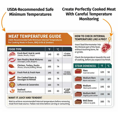 Meat Temperature Chart Magnet for Cooking Guide